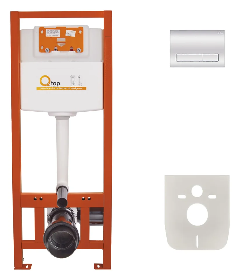 Инсталляция для унитаза Qtap Nest ST 4 в 1 (Клавиша смыва 150x220x13 мм, Chrome, линейная)