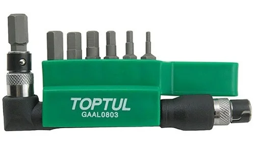 Набір біт 1/4" HEX 2-8мм з Г-подібним перехідником Toptul (GAAL0803)
