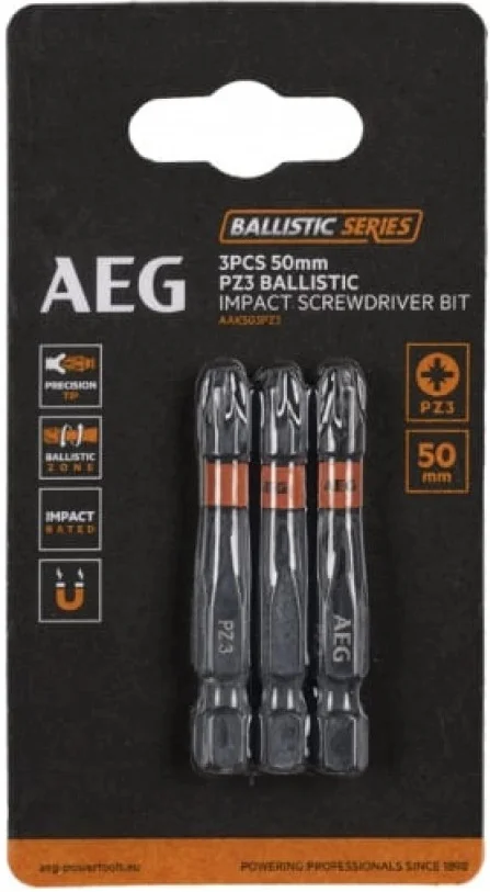 Біта ударна PZ3 1/4" L50мм 3шт AEG AAK502PZ3 (4932479185)