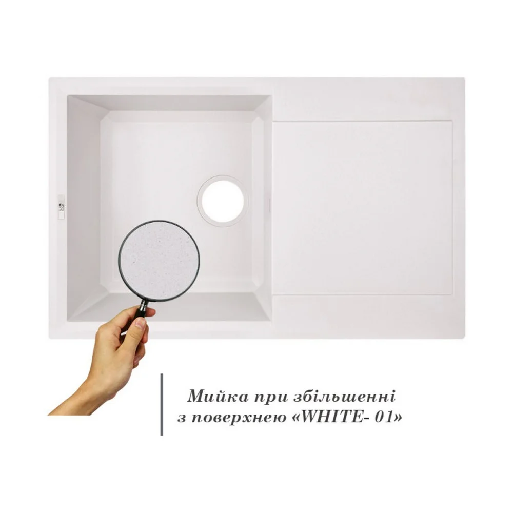 Кухонная мойка Lidz (WHI-01) 790x495/230 Белый - фото 3