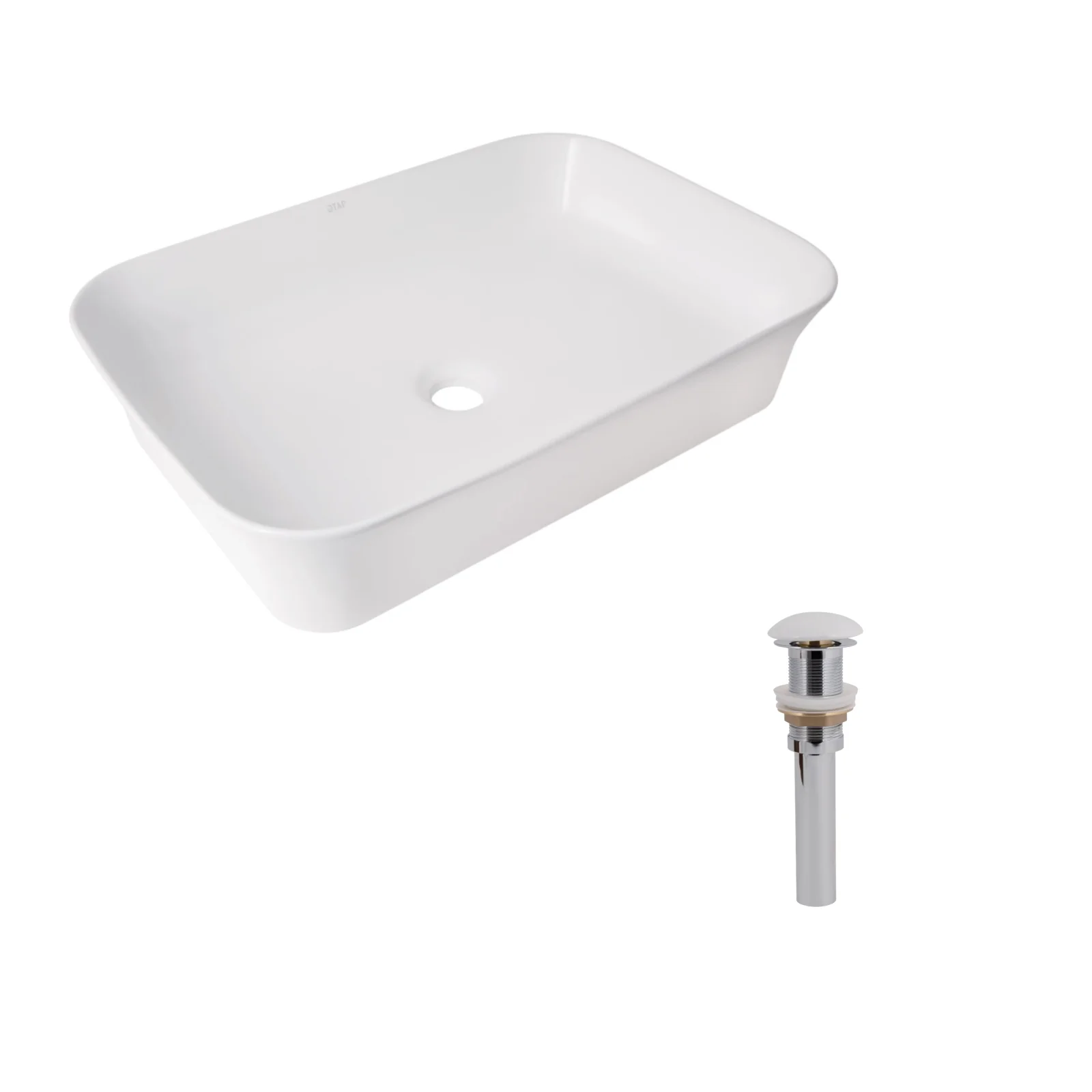 Раковина накладная прямоугольная Qtap Virgo N 560x380x130 мм White с донным клапаном Pop-up PU02