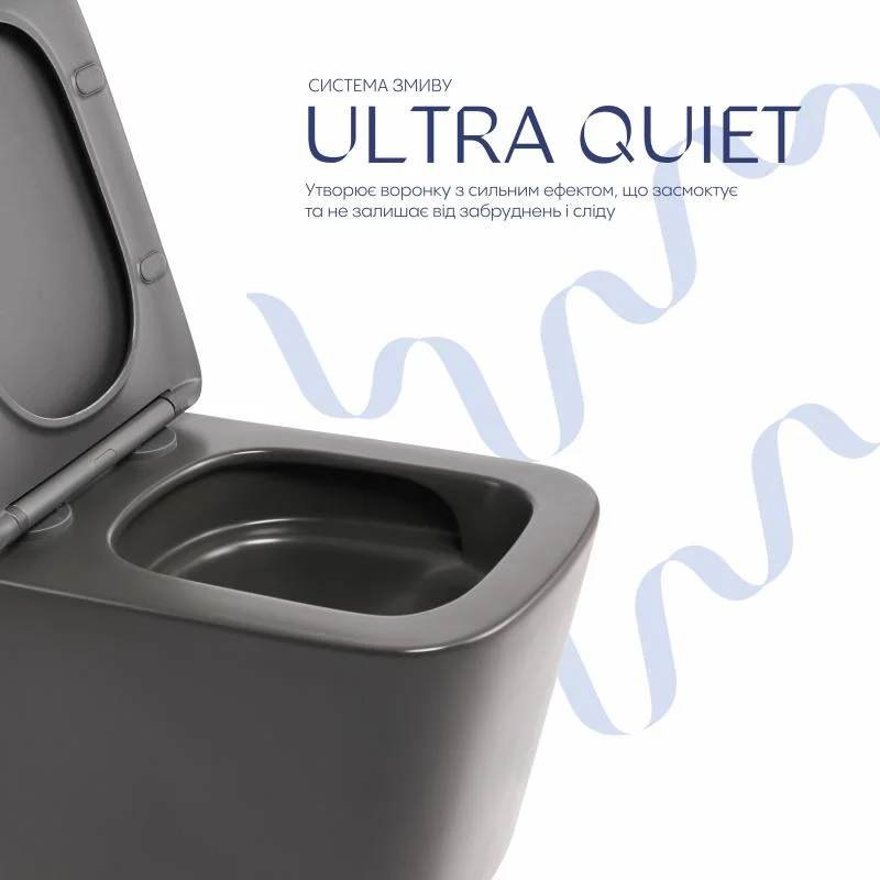 Унітаз підвісний Qtap Tern Ultra Quiet QTTER26AN48999 Антрацит (Slim, Duroplast, Soft-close, Quick Release) - фото 5