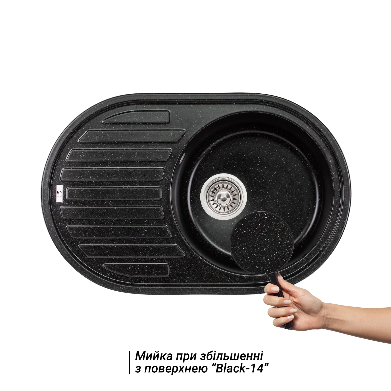 Кухонная мойка Lidz (BLM-14) 780x500/200 Черный металлик - фото 3