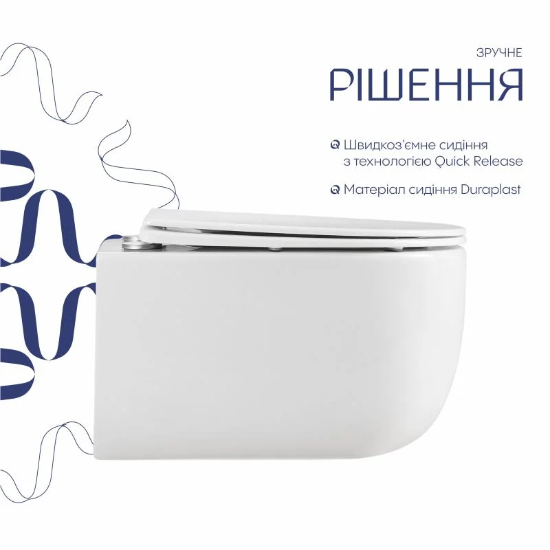 Унітаз підвісний Qtap Taurus Ultra Quiet QTTAU26W49116 (Slim, Duroplast, Soft-close, Quick Release) - фото 4