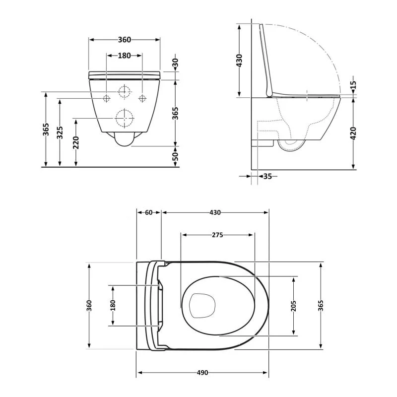 Унітаз підвісний Qtap Robin New Ultra Quiet QT13332381АSMB Чорний (Soft-close) - фото 2