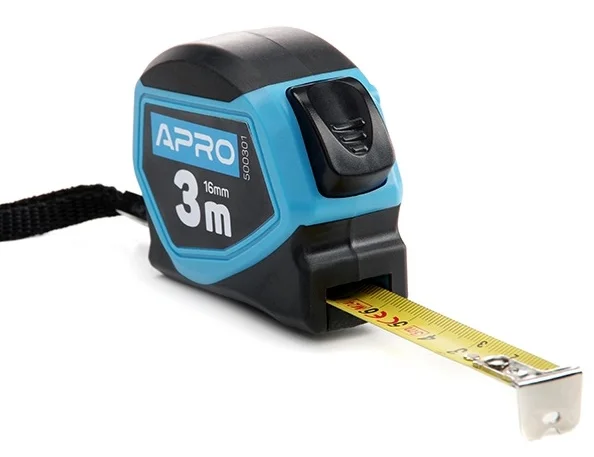 Рулетка прогумована з автостопом 3 м х 16 мм Apro (500301)
