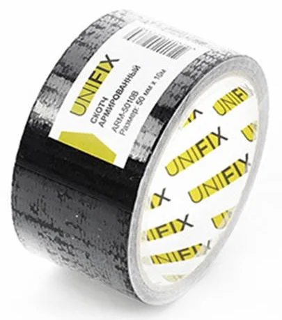 Стрічка клейка армована 10 м 50 мм 150 мкм Unifix Чорний (ARM-5010B)