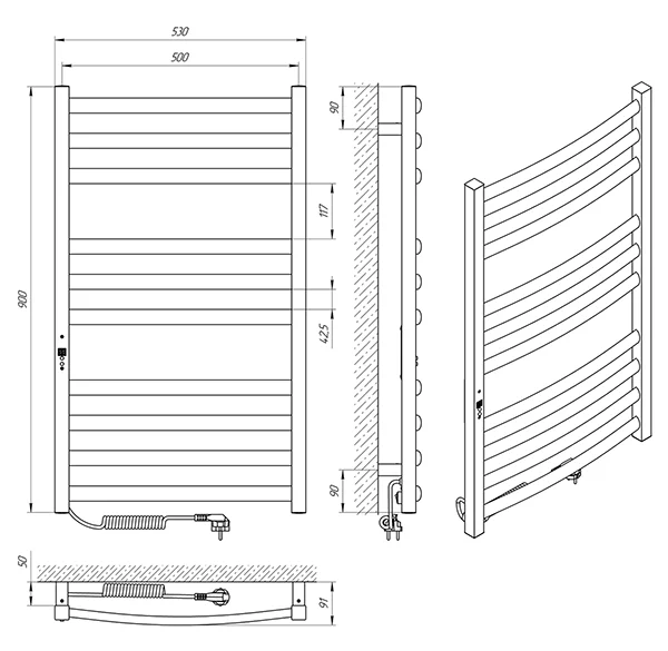 Рушникосушка Електрична Laris Гранд П10 500 х 900
