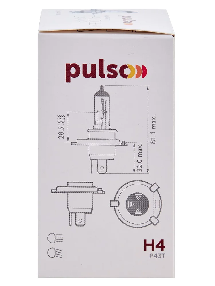 Галогенна лампа PULSO H4/P43T 12V 60/55W Clear Box