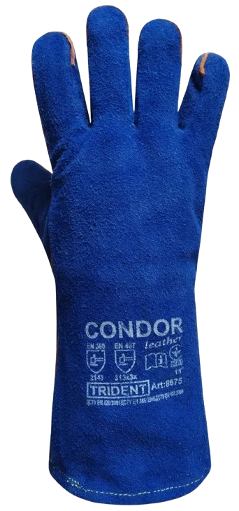 Краги для зварювання спилкові з бавовняною підкладкою Condor Trident (8675)