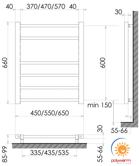 Рушникосушка Polywarm Kraft Sensor ER 6/45 Wi-Fi
