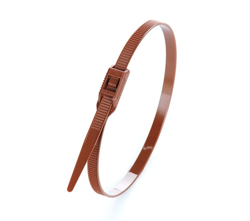 Стяжка нейлонова кабельна з низьким профілем замку 8x400 світло-коричнева Apro (CTLC-10516)