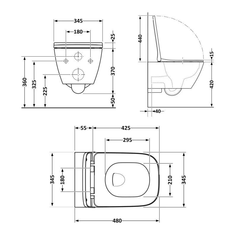 Унітаз підвісний Qtap Tern New Ultra Quiet QT17332303ASMB Чорний (Soft-close) - фото 2