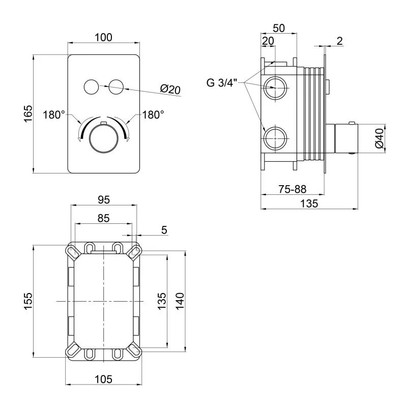 Змішувач для душу Qtap Votice 6442T105NKB Чорний - фото 2