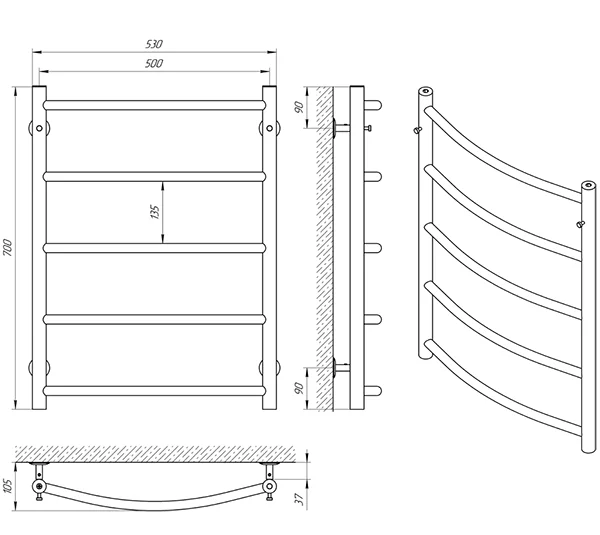 Рушникосушка Laris Флеш П5 500 x 700