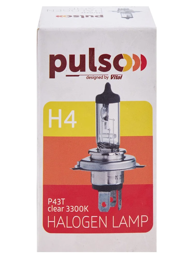 Галогенна лампа PULSO H4 12V 100/90W P43T Clear Box
