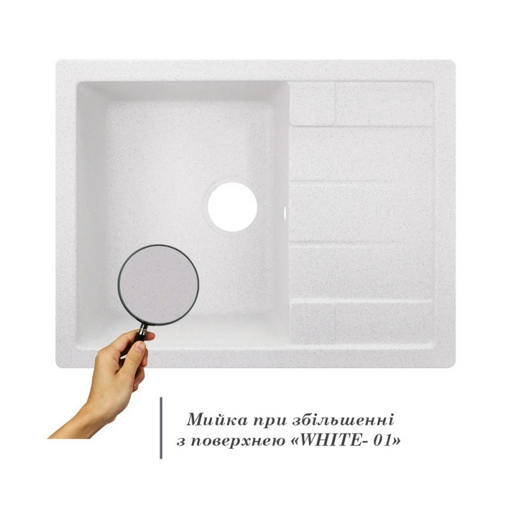 Кухонная мойка Lidz (WHI-01) 650x500/200 Белый - фото 3