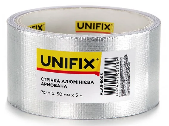 Стрічка клейка алюмінієва армована 5 м 50 мм 140 мкм Unifix (ALAR-5005)