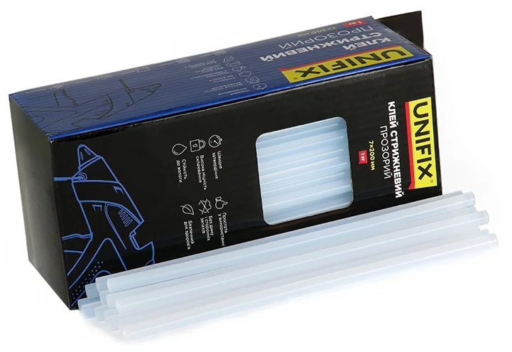 Клей стрижневий прозорий 7.0х200мм (116 шт) Unifix (951453)