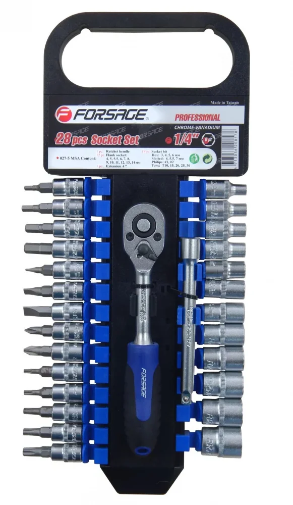Набір головок і біт з тріскачкою 28 од 1/4" Forsage (F-027-5 MSA)