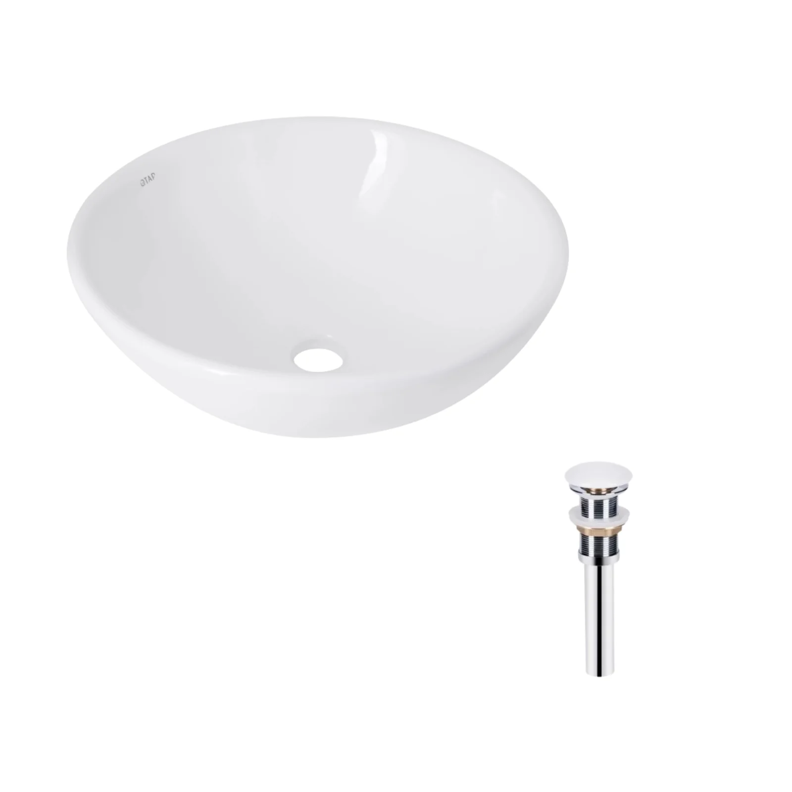 Раковина накладная круглая Qtap Owl 400х400х155 мм White с донным клапаном PU02