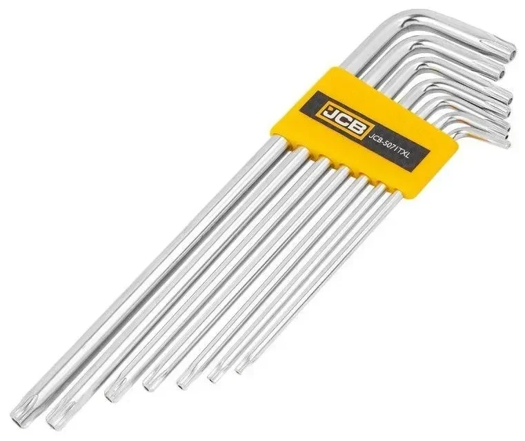 Набір Г-подібних ключів екстрадовгих з отвором TORX T10H-T40H 7 од. JCB Tools (JCB-5071TXL)