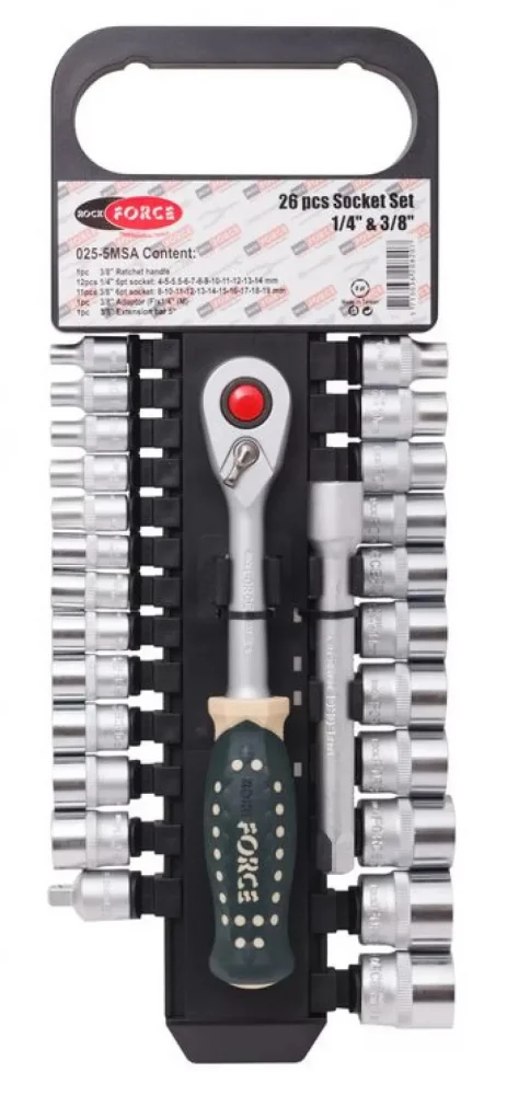 Набір головок 6-гранних 1/4", 3/8" 26 предметів Rockforce (RF-025-5MSA)