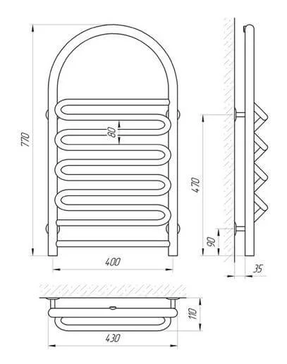 Рушникосушарка Laris Ліана П 400 x 770