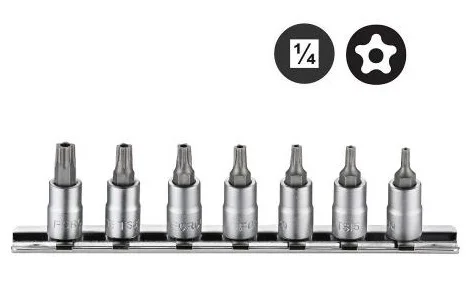 Набір біт в головці 1/4" L=25мм TORX PLUS TS10-TS40 з отв. 7 од. Force (20711)