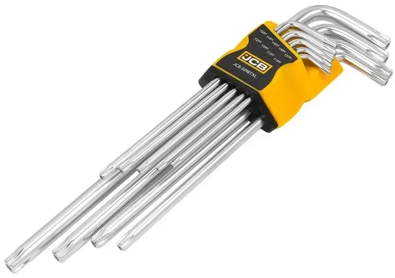 Набір Г-подібних ключів екстрадовгих з отвором TORX T10H-T50H 9 од. JCB Tools (JCB-5098TXL)