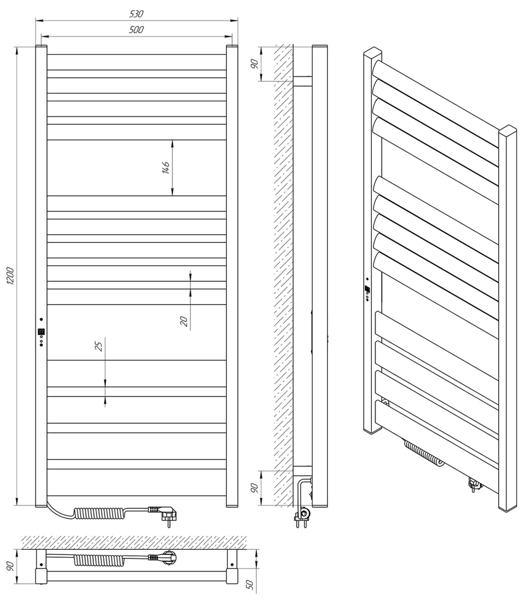 Рушникосушка Електрична Laris Лавина ЧК13 500 х 1200