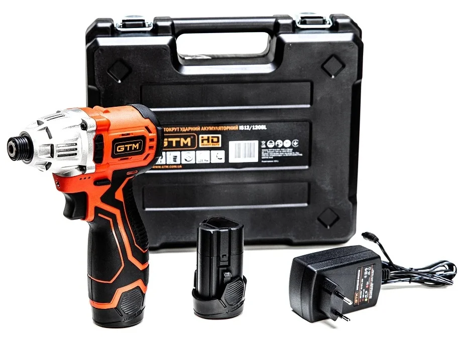 Гвинтокрут ударний акумуляторний 1/4" 120 Нм 3000 об/хв 12 В GTM (IS12/120BL)