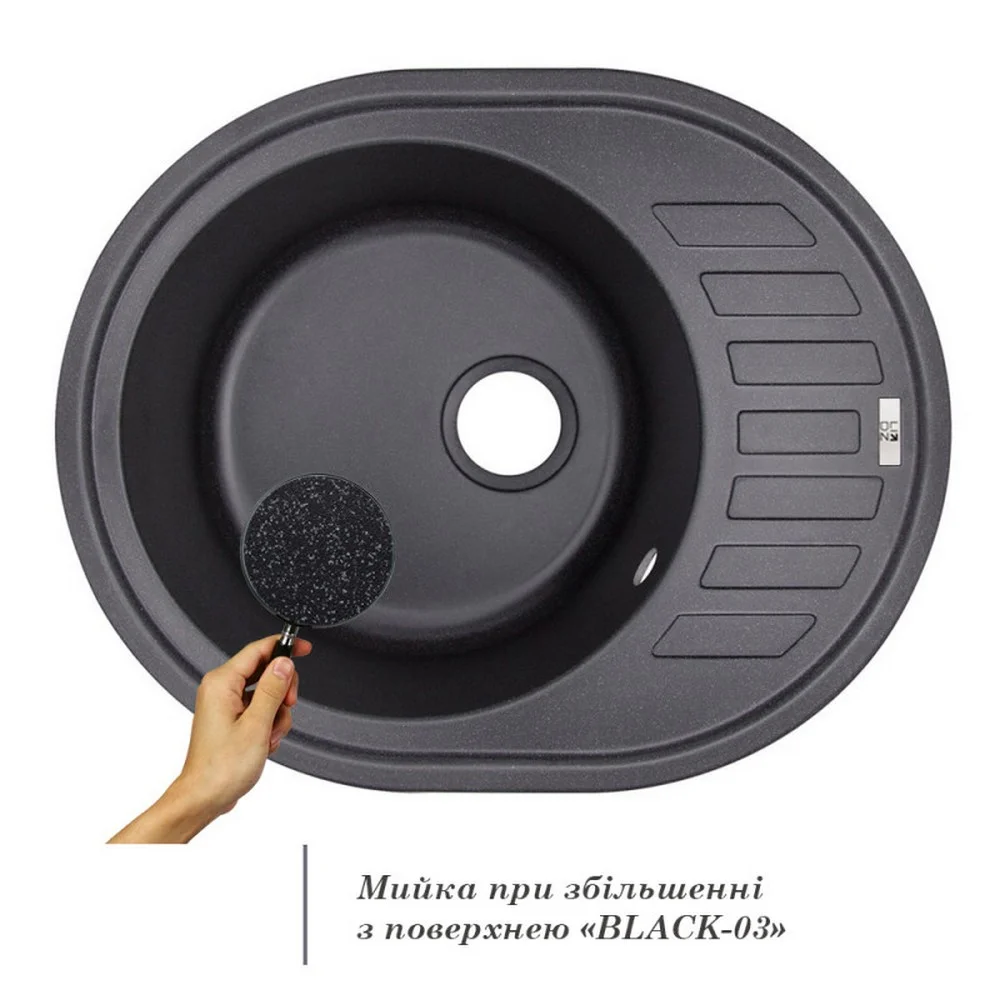 Кухонная мойка Lidz (BLA-03) 620x500/200 Черный - фото 3