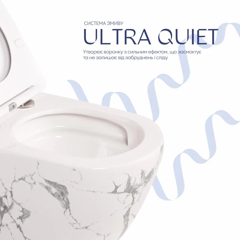 Унітаз підвісний Qtap Robin Ultra Quiet QTROB26MR48998 Мармур (Slim, Duroplast, Soft-close, Quick Release) - фото 5