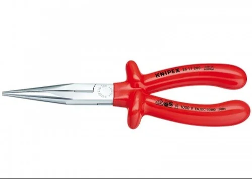 Пласкі круглогубці з ріжучими крайками та зануреною ізоляцією та наконечниками під кутом 40° Knipex L=200 мм (26 27 200)