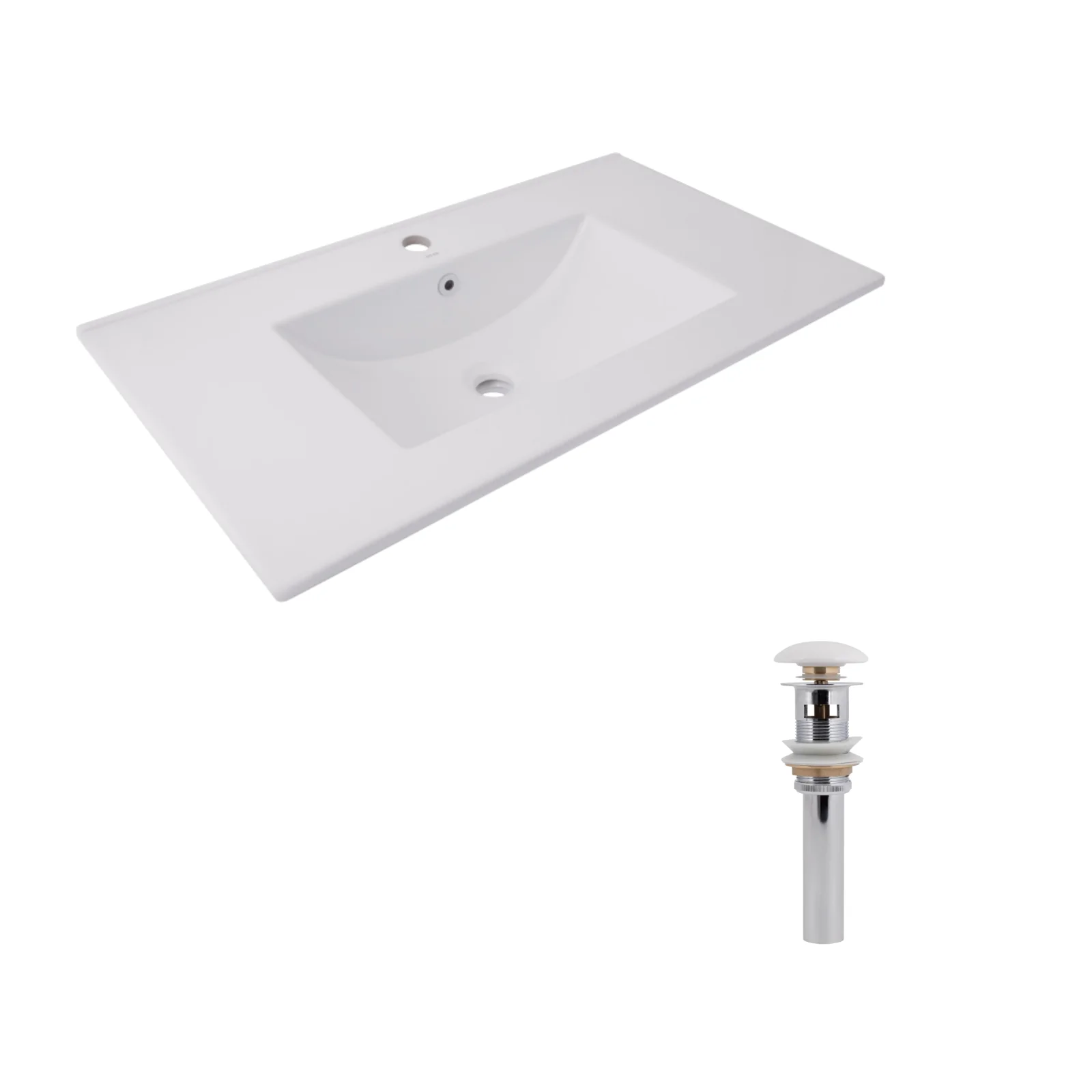 Раковина врезная мебельная прямоугольная Qtap Albatross 820x460x180 мм White с донным клапаном Pop-up PU02O