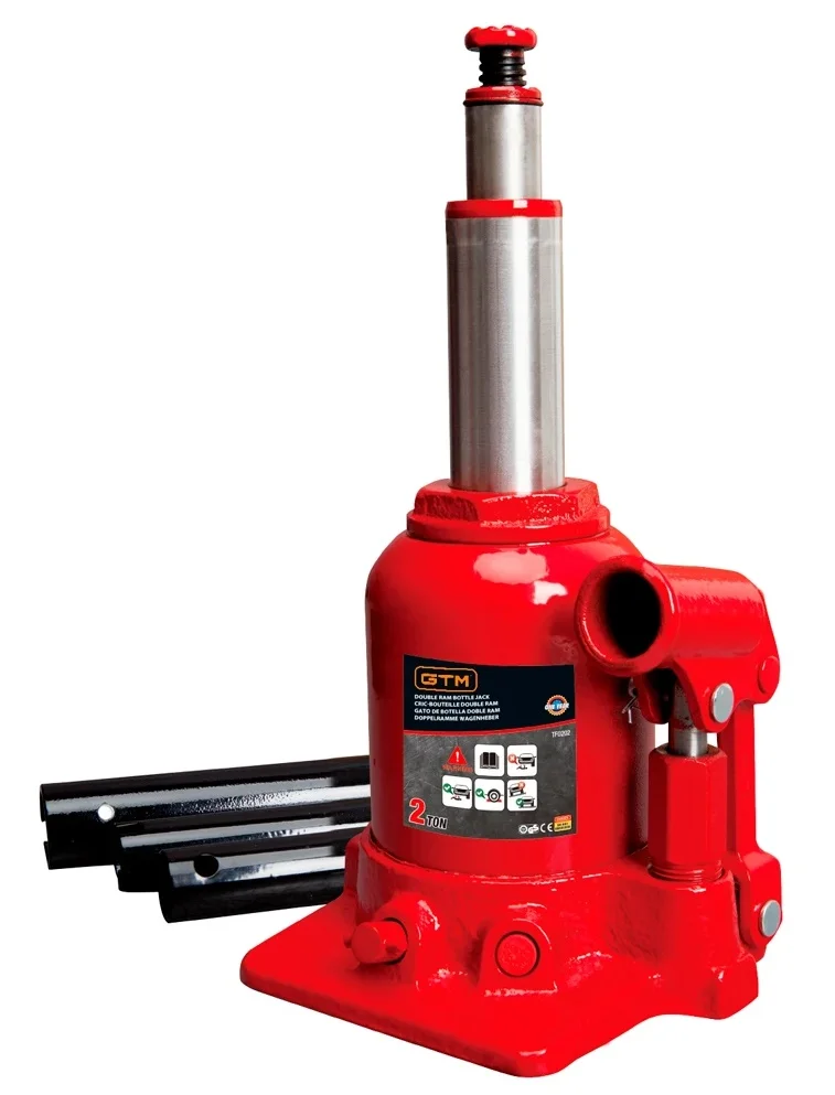 Домкрат гідравлічний пляшковий двоштоковий 2т GTM TF0202