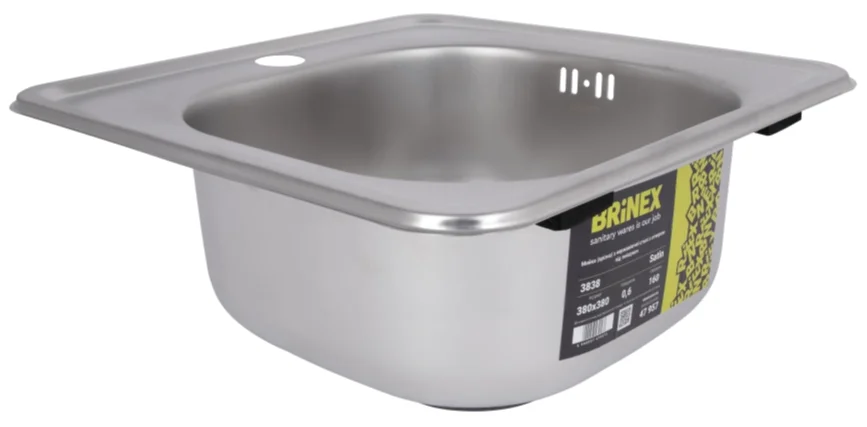 Кухонна мийка Brinex 3838 (satin) 0,6 мм