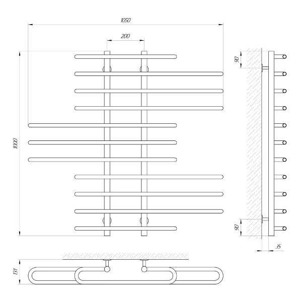 Рушникосушка Laris Діана П11 1050 х 1000
