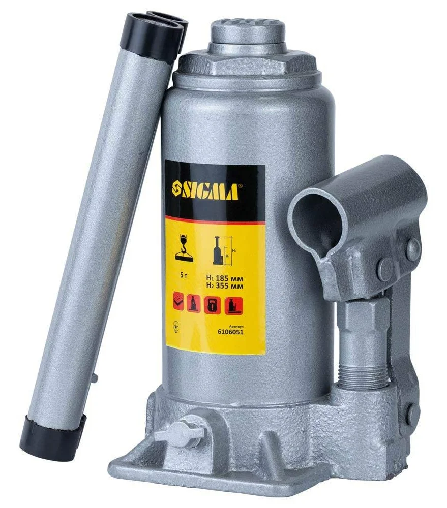 Домкрат гидравлический бутылочный одноштоковый 5т Standard Sigma 6106051