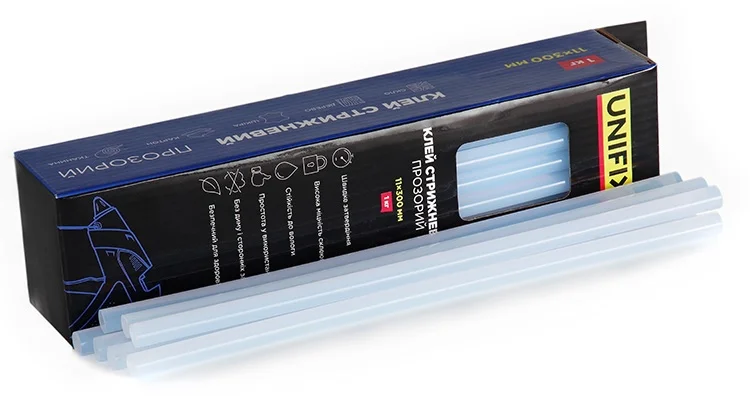 Клей стрижневий прозорий 11.0х300мм 1кг (34 шт) Unifix (951459)