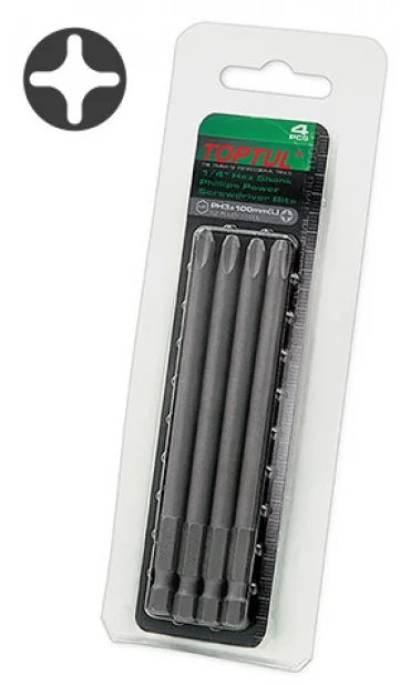 Набір біт 1/4" PH2 L=100мм 4од. Toptul (FSIB0802G)