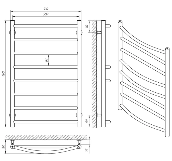 Рушникосушка Laris Мікс П8 500 х 800