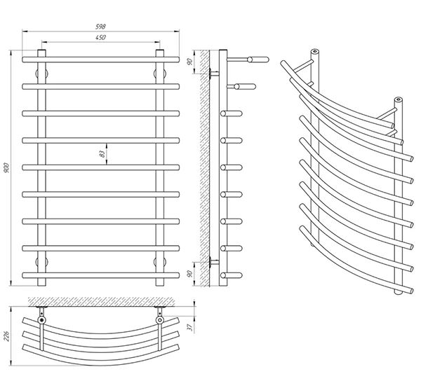 Рушникосушка Laris Каскад П9 450 х 900