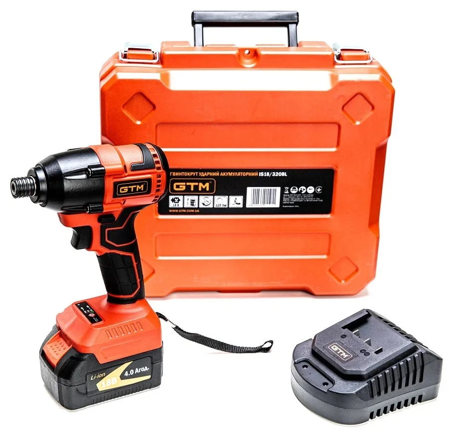 Гвинтокрут ударний акумуляторний 1/4" 320 Нм 3000 об/хв 18 В GTM (IS18/320BL)