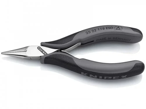 Прецизійні плоскогубці захватні для електроніки антистатичні Knipex L=115 мм (35 22 115 ESD)