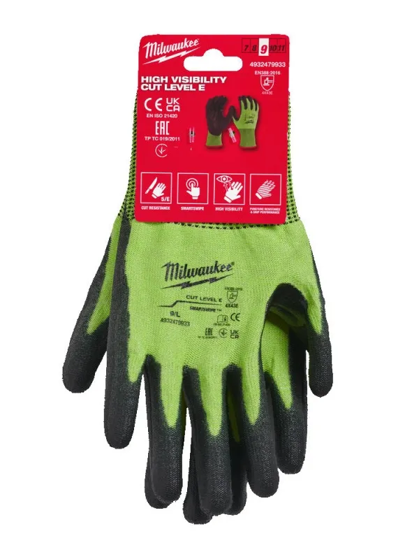Рукавиці Milwaukee Hi-Vis протипорізні 5/E рівня розмір 9