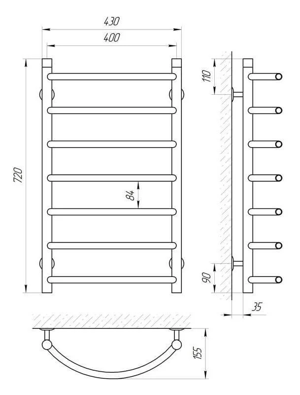 Сушарка для рушників Laris Омега П7 400 x 700