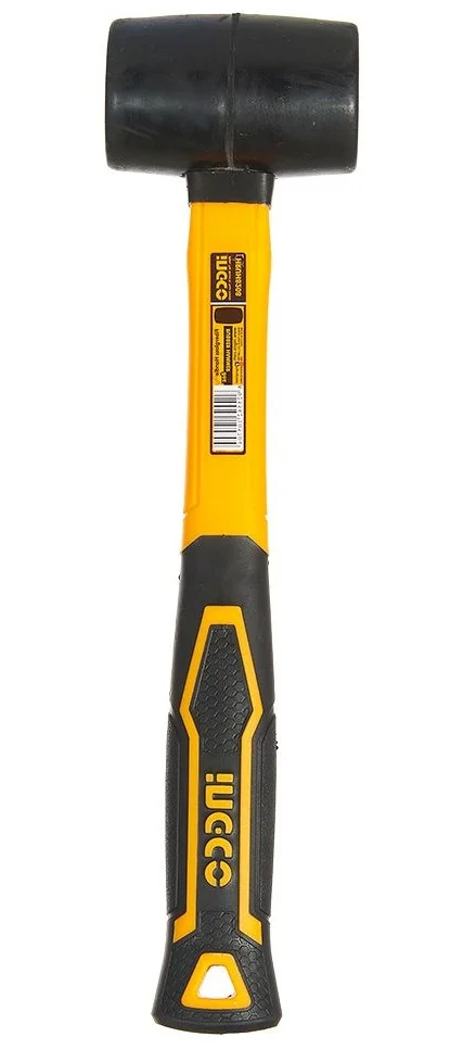 Гумовий молоток 220 г чорний, фіберглас Ingco (HRUH8208)