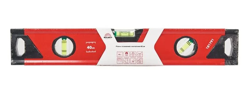 Рівень 3 капсули алюмінієва рамка з магнітами 40 см Vitals Master (181791)